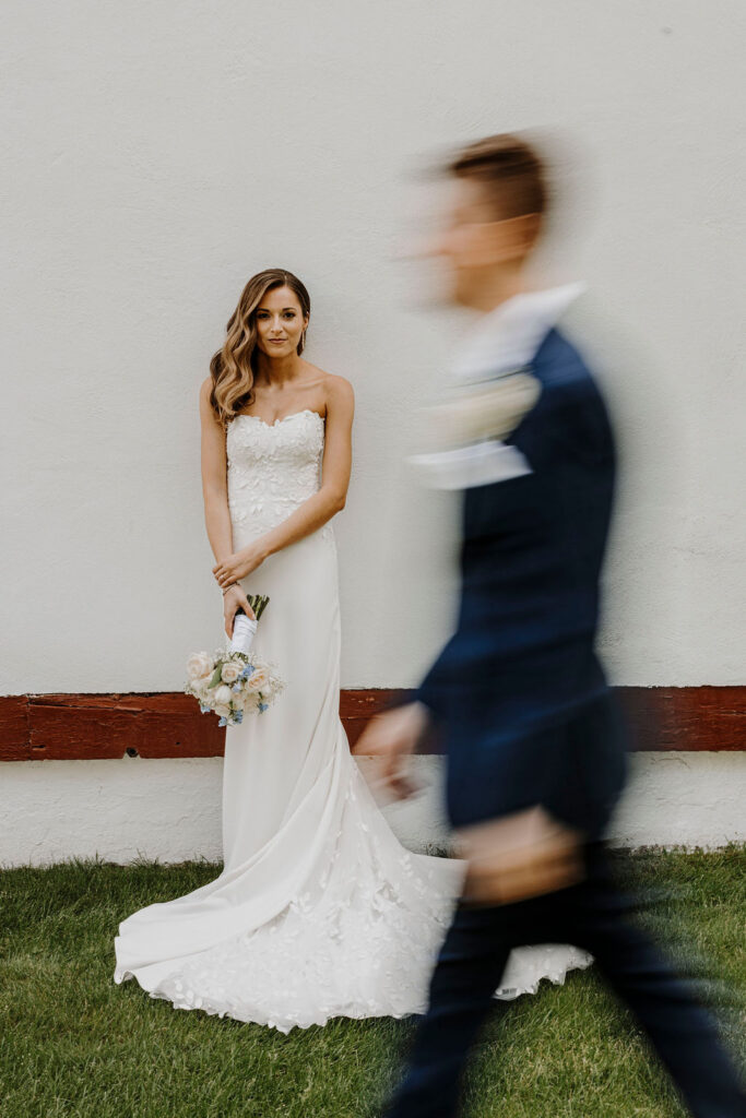 Normandy Farm white wall portrait wedding photographer Blue Bell Pennsylvania