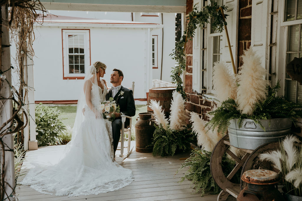 Normandy Farm willow and thistle porch portrait wedding photographer Blue Bell Pennsylvania